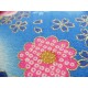 coupon tissu Japonais traditionnel 55x49cm ballon boite fleuri dore bleu 90