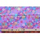 coupon tissu Japonais traditionnel 55x49cm fleuri doré fond violet 98