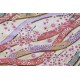 coupon tissu crêpe Chirimen Japonais 55x49cm fleur doré rose fond ivoire 99 [C-NAGARE]