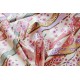 coupon tissu crêpe Chirimen Japonais 55x49cm fleur doré rose fond ivoire 99 [C-NAGARE]