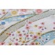 coupon tissu crêpe Chirimen Japonais 55x49cm fleur doré bleu fond ivoire 100 [C-NAGARE]