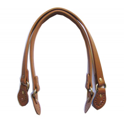 Paire d'anses poignées de sac avec boucle cuir synthétique 1.8x53.5cm (camel)