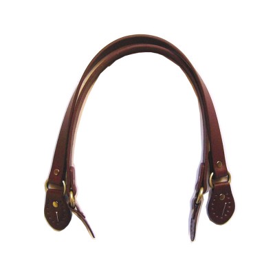 Paire d'anses poignées de sac avec boucle cuir synthétique 1.8x53.5cm (marron)